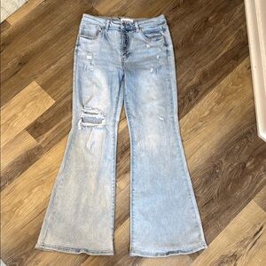 Risen Women's Light Blue Flared Jeans